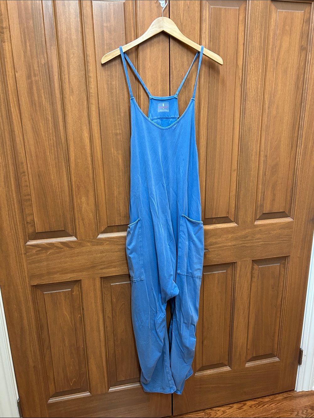 FP Movement by Free People Blue Spaghetti-Strap Utility Jumpsuit size medium